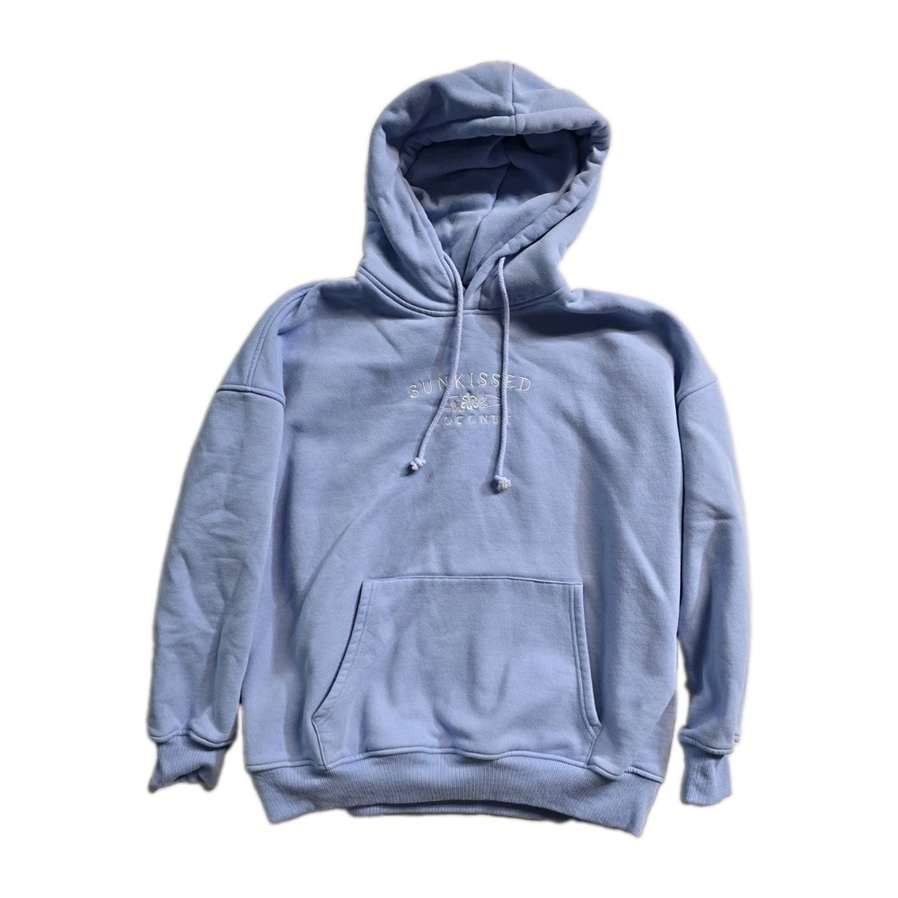 Women's Sunkissed Coconut Cursive Embroider Oversized Hoodie Blue M